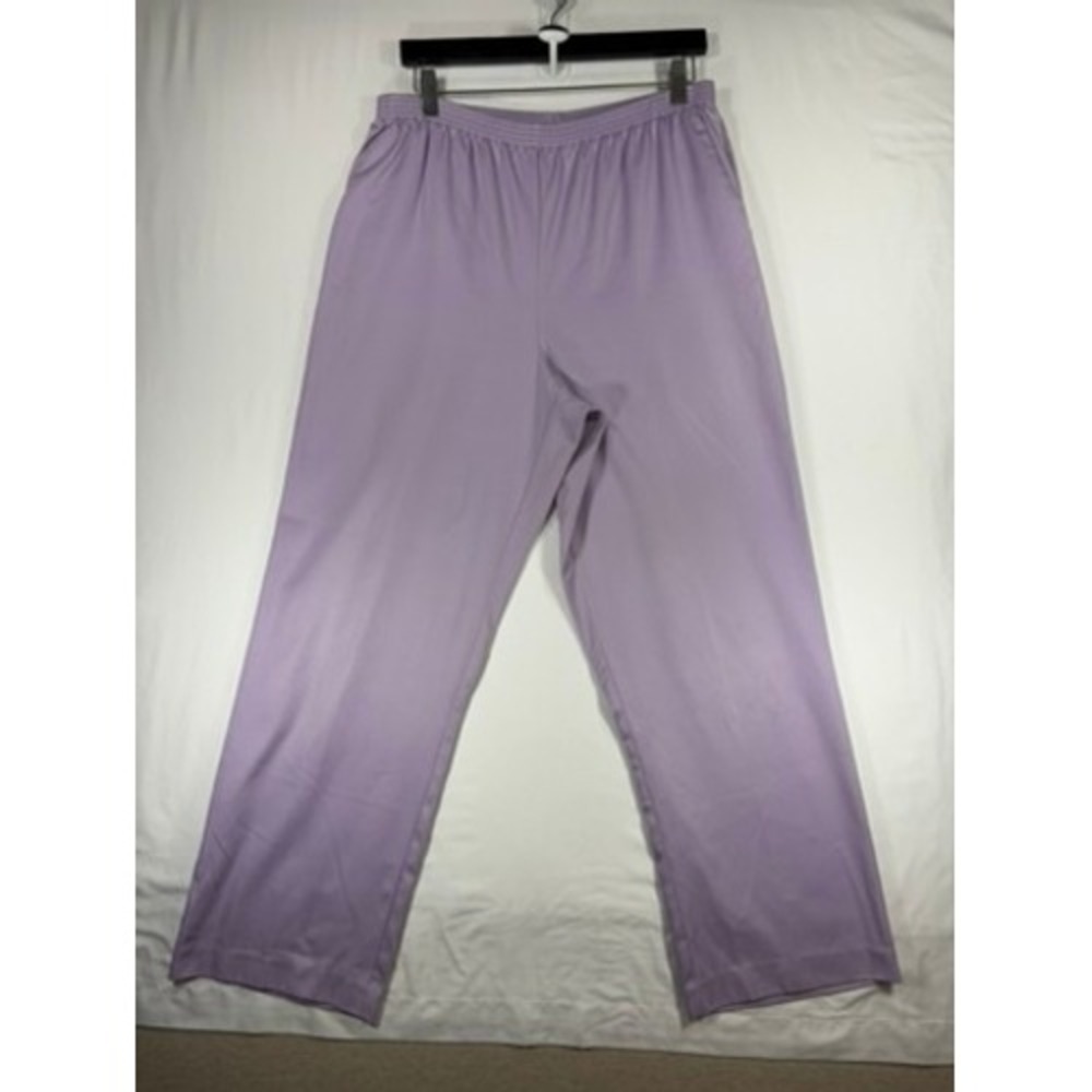 Alfred Dunner Trousers Women 14 Lavender Excellent Elastic Waist Straight Leg